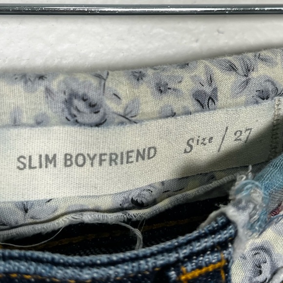 Anthropologie Pilcro floral patchwork slim boyfriend jeans size 27 - Picture 5 of 7
